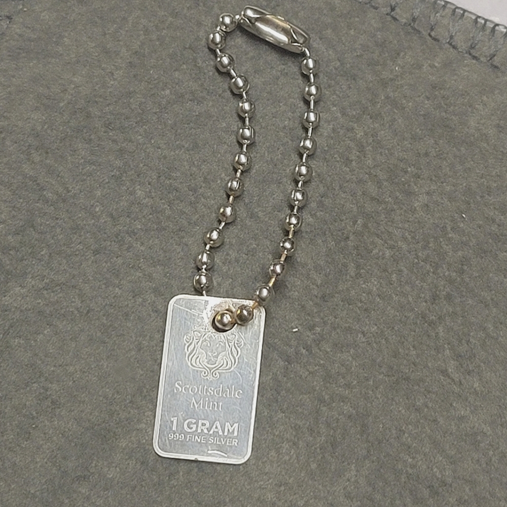 1g .999 Fine Silver Scottsdale Silver Mint Bar keychain 1pc.